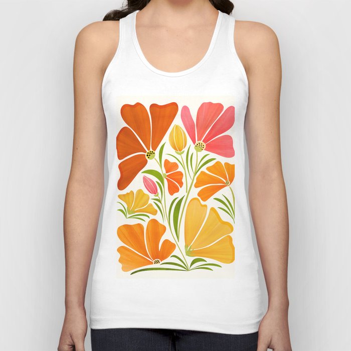 Spring Wildflowers Floral Illustration Tank Top