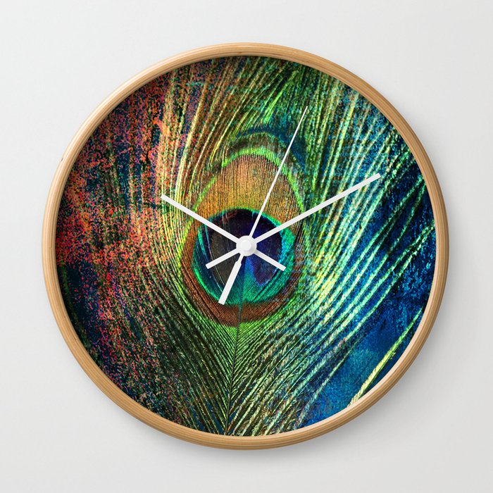 peacock feather Wall Clock