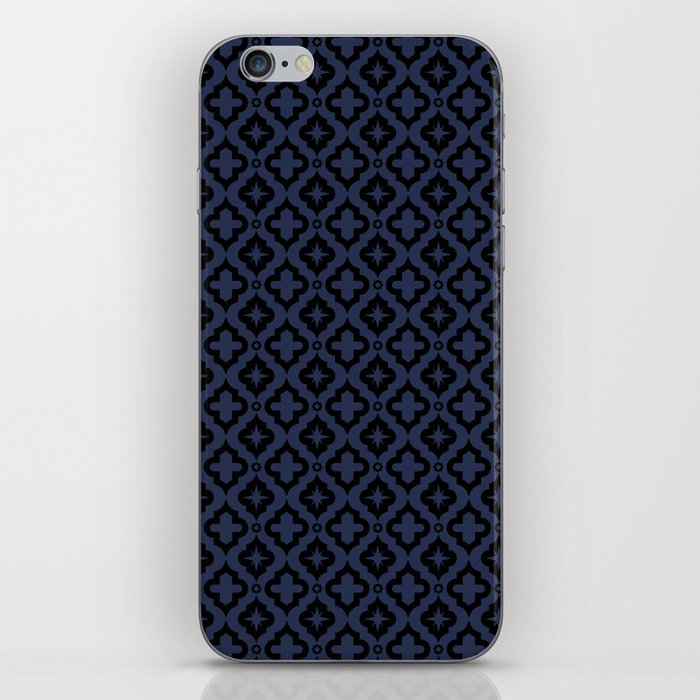 Navy Blue and Black Ornamental Arabic Pattern iPhone Skin
