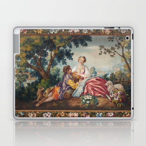Antique 19th Century Romantic Lovers French Aubusson Tapestry Laptop & iPad Skin