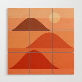 Abstraction_RED_SUNRISE_SUNSET_MOUNTAINS_HORIZON_POP_ART_0616AA Wood Wall Art