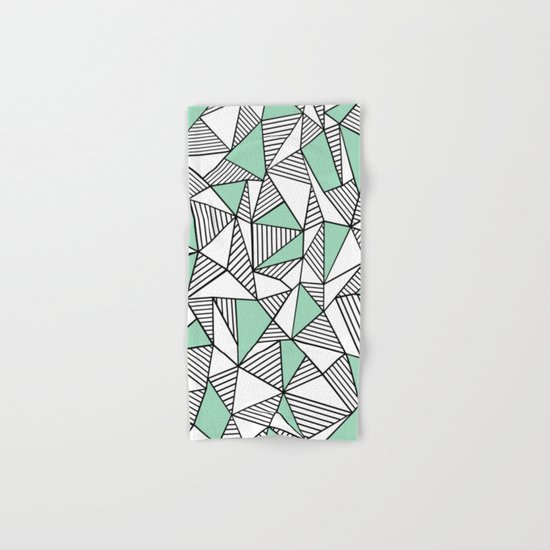 Abstraction Lines with Mint Blocks Hand & Bath Towel