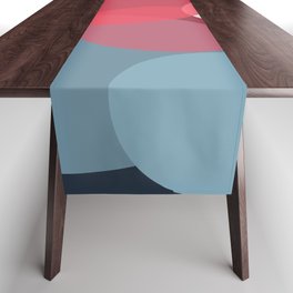 Blue and Pink Geometric Minimalistic Circle Bubble Design Pattern Table Runner