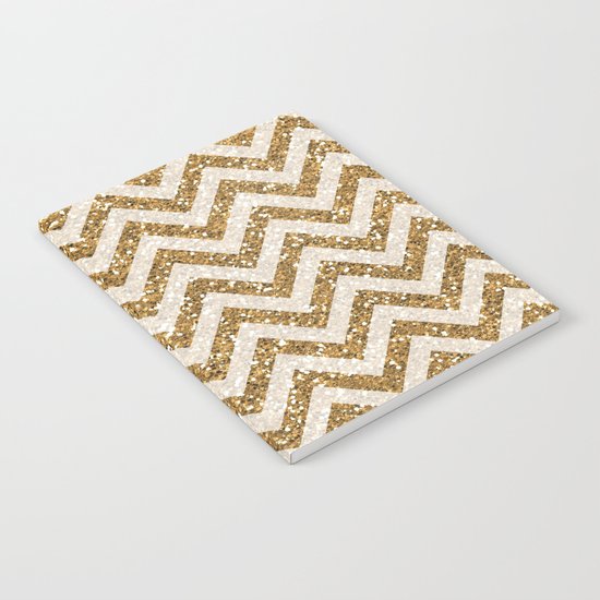Sparkling gold glitter chevron pattern Notebook