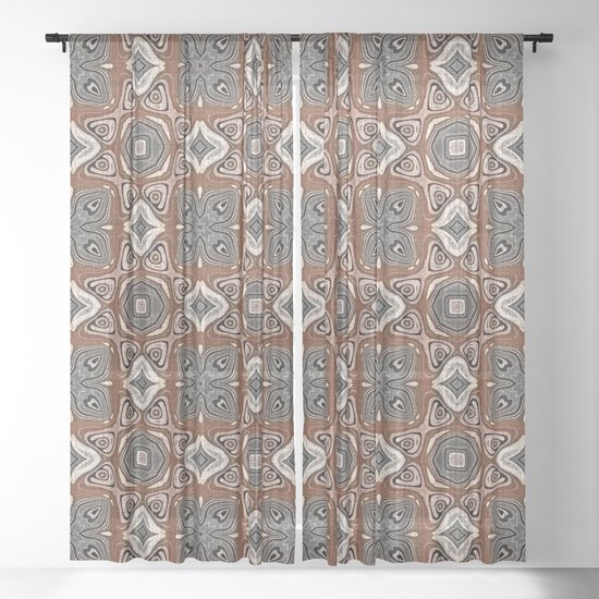 Gray Brown Taupe Beige Tan Black Hip Orient Bali Art Sheer Curtain By Lc Graphic Design Studio Society6 Gray Brown Taupe Beige Tan Black Hip, Tan And Brown Curtains