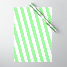 [ Thumbnail: Green and White Colored Lines/Stripes Pattern Wrapping Paper ]