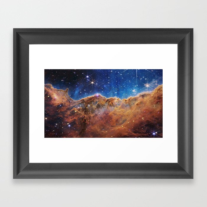 JWST Carina Nebula Vertical NASA James Webb Space Telescope Framed Art Print