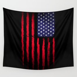 Vintage American flag on black Wall Tapestry