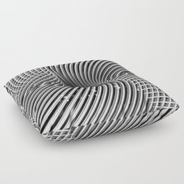 Abstract steel metal chrome curved lines black and white  Floor Pillow