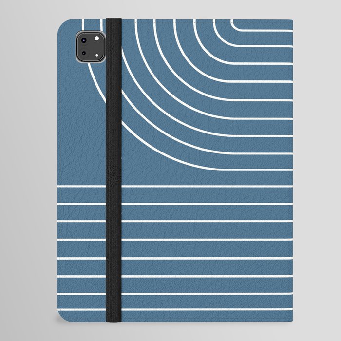 Minimal Line Curvature LXXIX Nautical Blue Mid Century Modern Arch Abstract iPad Folio Case