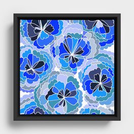 Floral Blue Framed Canvas