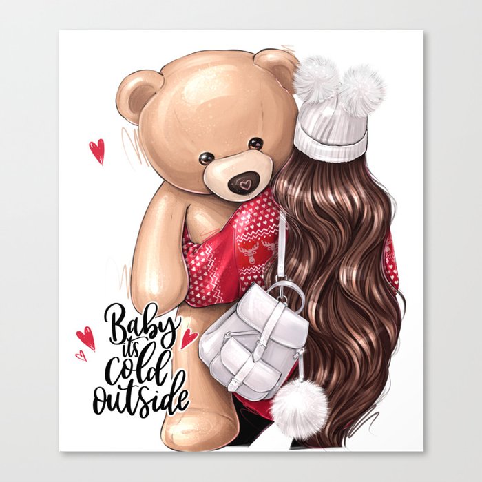Baby it’s cold outside Teddy Bear Canvas Print