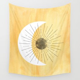 Yellow sun and moon Wall Tapestry