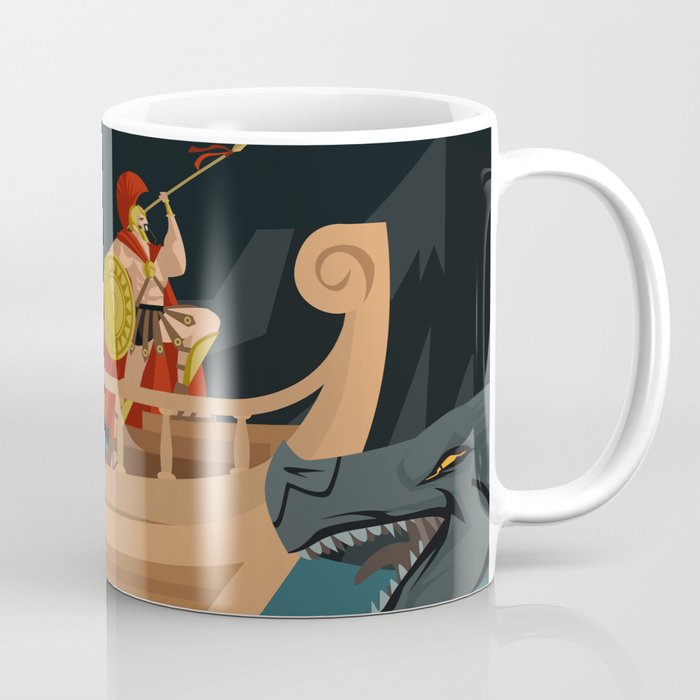 odysseus fighting Scylla and Charybdis Greek mythology monsters Coffee Mug