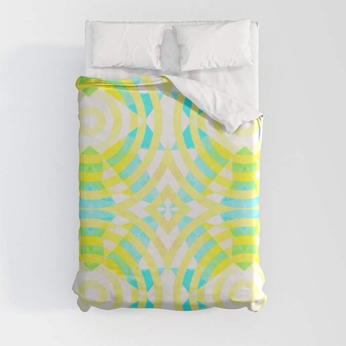 Funky geometry in yellow and blue Duvet Cover
