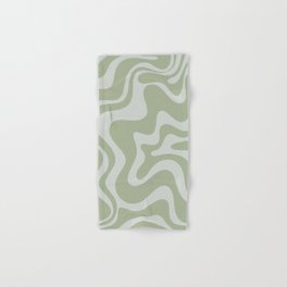 Liquid Swirl Retro Abstract Pattern in Sage Green and Light Sage Gray Hand & Bath Towel