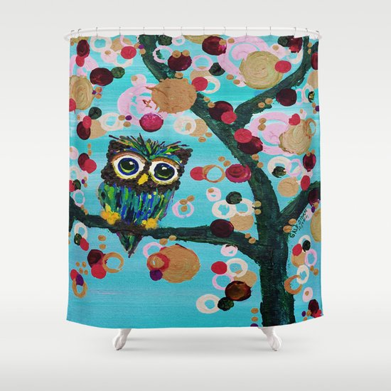 :: Gemmy Owl Loves Jewel Trees :: Shower Curtain