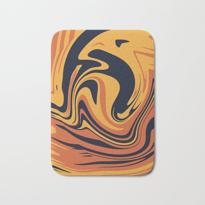 The orange, dark blue and yellow colored pattern. Bath Mat