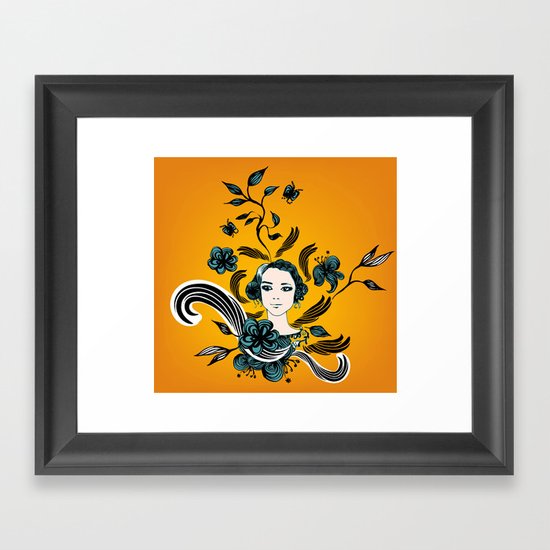 floral girl Framed Art Print