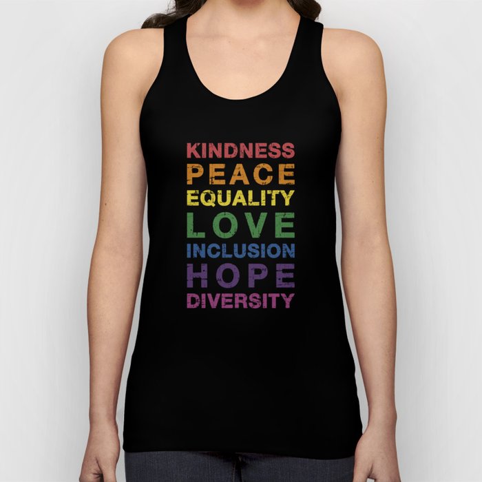 Kindness peace equality rainbow flag for pride month Tank Top