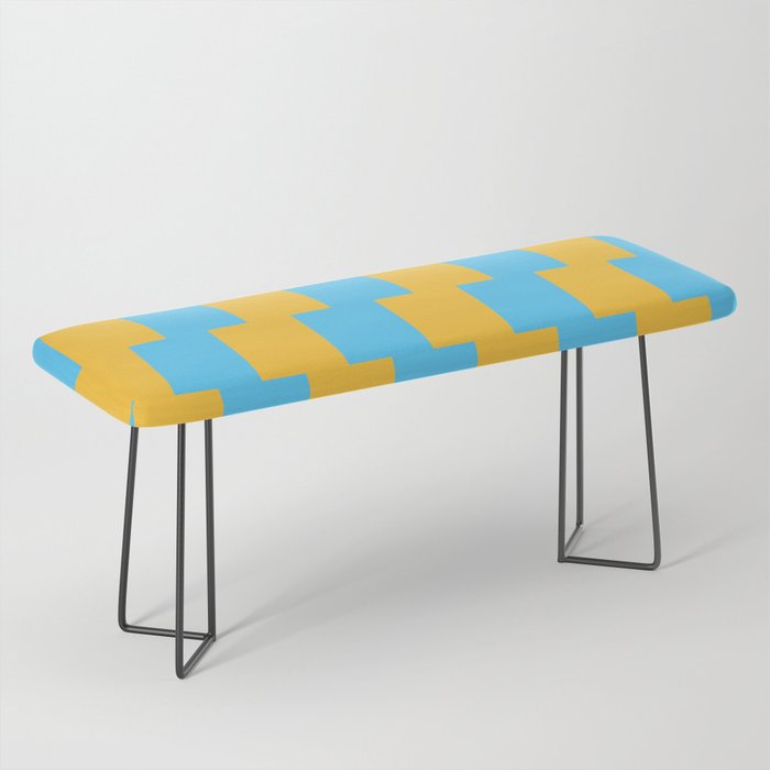 Cilla - Geometric Colorful Retro Stripes in Blue and Yellow Bench