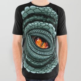 Dinosaur Reptile Eye Creepy Close Up All Over Graphic Tee