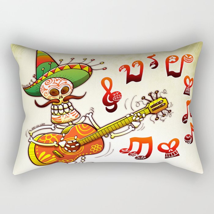 Mexican Skeleton Playing Guitar Rectangular Pillow