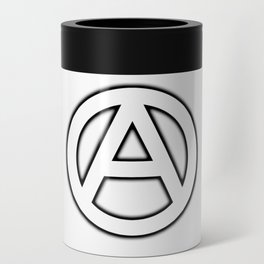 Anarchy Circular Symbol in white with black shadow. Can Cooler