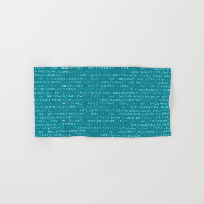 Computer Software Code Pattern in Teal Blue Hand & Bath Towel