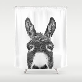 Hey Donkey BW Shower Curtain
