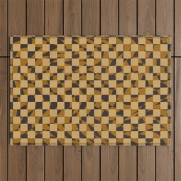Abstract checked in golden ochre Outdoor Rug