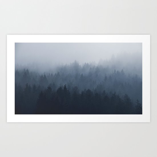 Fog in the forest Art Print