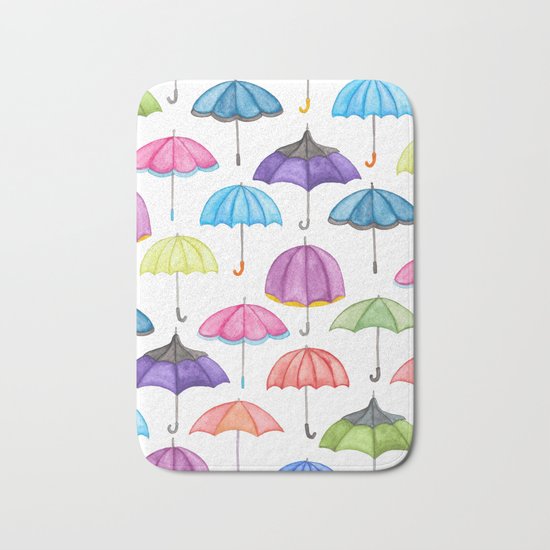 Rainy Day Umbrellas Bath Mat