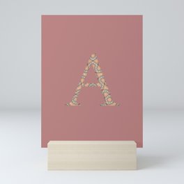Dusky Pink Monogram Letter 'A' Mini Art Print