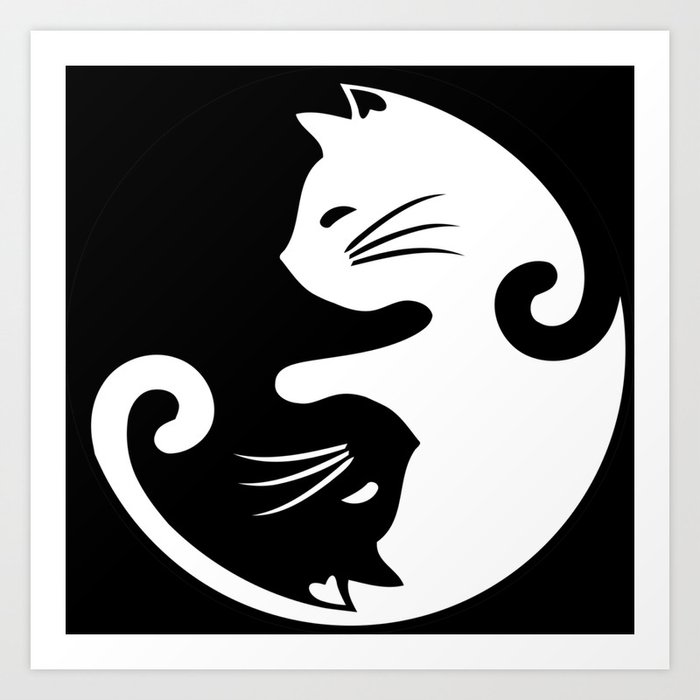 Yin Yang Cats Art Print By Imagenaction, Yin Yang Rug Black Clover