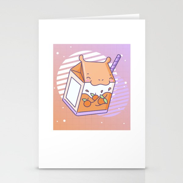 Funny Hippo Peach Milk Kawaii Aesthetic Stationery Cards