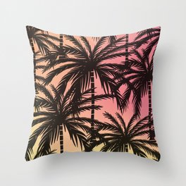 Palm Trees Silhouette Sunset Pattern Throw Pillow
