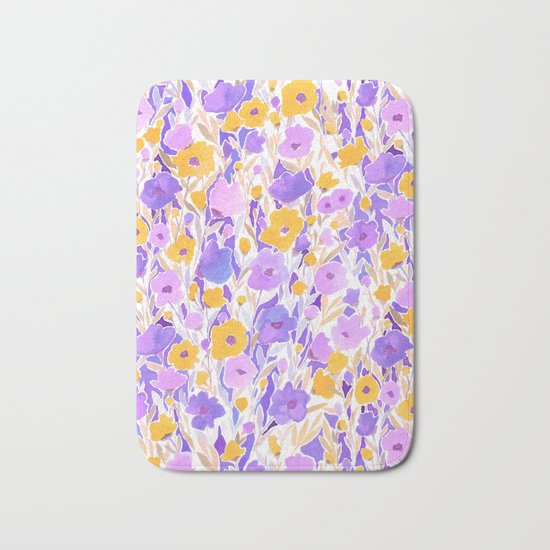 Flower Field Yellow Lilac Bath Mat