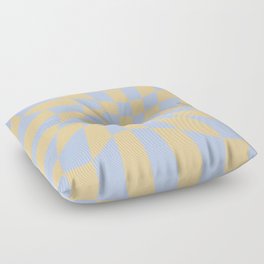 Wavy Check - Blue And Yellow - Checkerboard Pattern Print Floor Pillow
