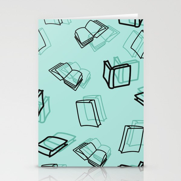 Hand Drawn Books Pattern Stationery Cards
