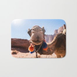 Camel Wadi Rum desert | Jordan | Nature, travel and landscape photography | Art and photo print Bath Mat | Camel, Deserts, Photoprint, Photo, Desert, Mountainpeaks, Middleeast, Sand, Camels, Wadirum 