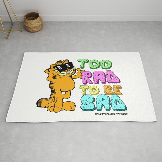 Too Rad To Be Sad Garfield The Cat Rug By Futureillustrations
