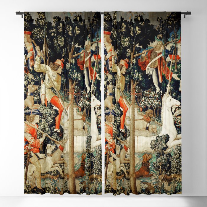 Slaying Of The Unicorn Medieval Tapestry Blackout Curtain