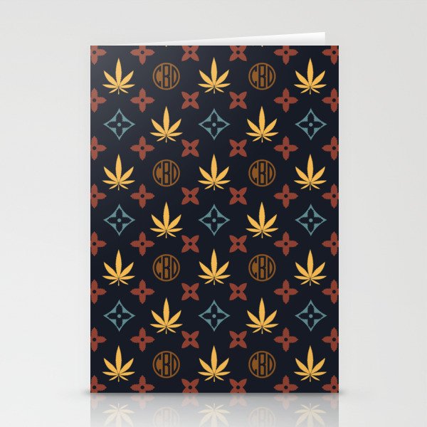 Marijuana CBD tile pattern. Digital Illustration background Stationery Cards
