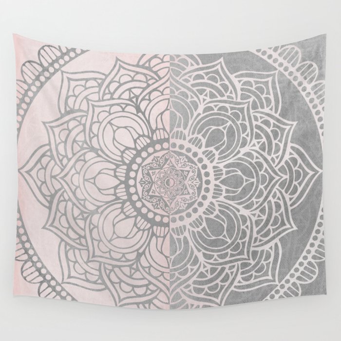 Pink and top gray tapestry