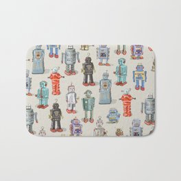 Vintage Style Robot Collection Bath Mat