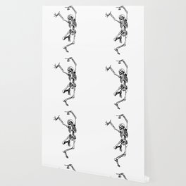 DANCING SKULL Wallpaper | Bond, Ink, Happy, Skull, Black And White, Graphicdesign, Skeleton, Human, White, Curated 