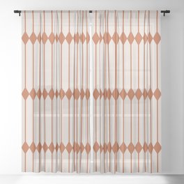 Minimal Geometric Pattern - Coral Sheer Curtain