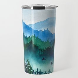 Mist Me Away Watercolor Landscape  Travel Mug