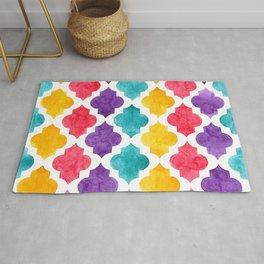 Colorful quatrefoil pattern in watercolor Area & Throw Rug